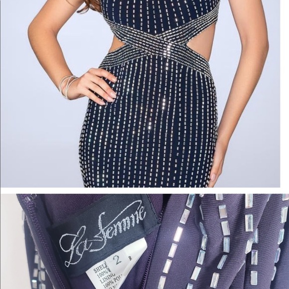 New LA FEMME Mirror Ovary Cutout Formal Gown 2 - Picture 5 of 8